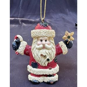 1980s 3.5" PAPEL GIFTWARE Resin Santa Star & Candy Christmas Ornament -S52